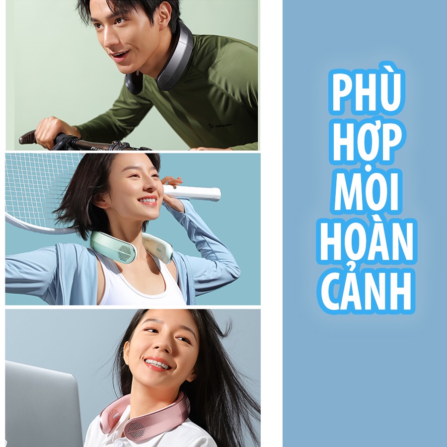 Quạt đeo cổ điều hòa không khí cao cấp thế hệ mới, quạt treo cổ mini mát lạnh dùng khi tập thể dục, dã ngoại