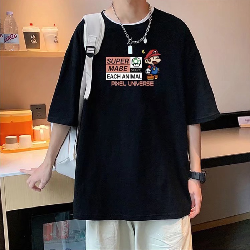 Áo Thun Dáng Rộng In Họa Tiết Hoạt Hình Phong Cách Hàn Quốc Thời Trang Mùa Hè Cho Nam Và Nữ Size M-8XL