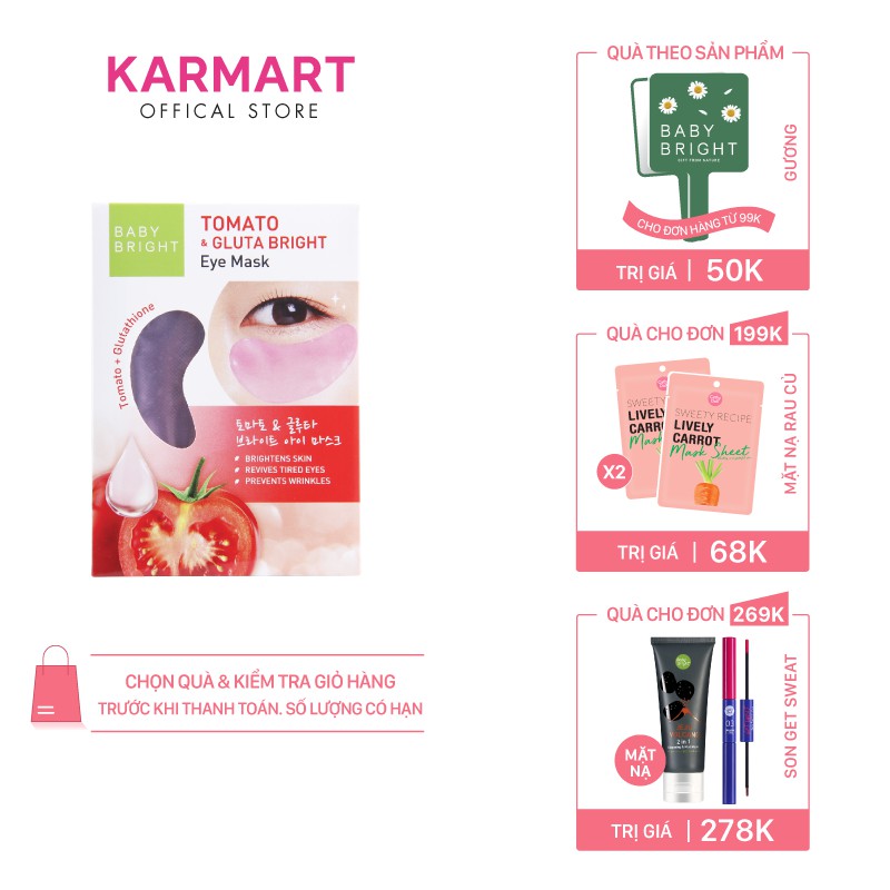 Mặt nạ dưỡng sáng da mắt Cà chua và Gluta Baby Bright Tomato & Gluta Eye Mask 2.5g x 2 miếng (1 Cặp)