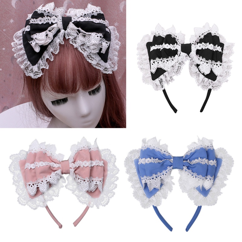 Cài Tóc Đính Nơ Ren Nhiều Lớp Phong Cách Lolita Nhật Bản