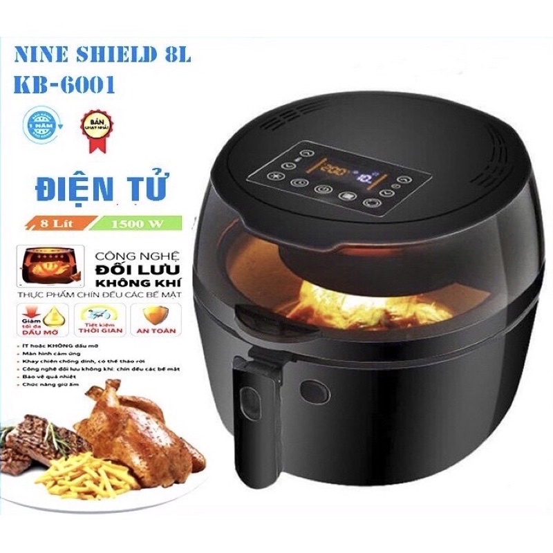 [THANH LÝ] Nồi chiên không dầu điện tử Nine shield 8L có tay đảo