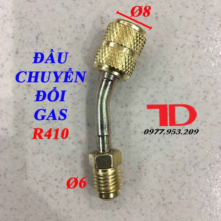 Đầu chuyển đổi gas R410A, đầu đực phi 6 (R22) chuyển sang đầu cái phi 8 (R410)