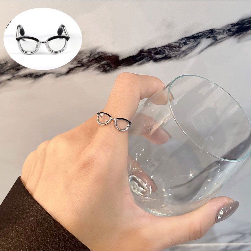 Nhẫn Đeo Tay Mặt Hình Mắt Kính Dễ Thương Thời Trang Nhật Hàn