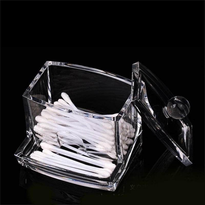[Hàng mới về] Hộp Đựng Tăm Bông Bằng Nhựa Acrylic Trong Suốt Tiện Dụng Chất Lượng Cao