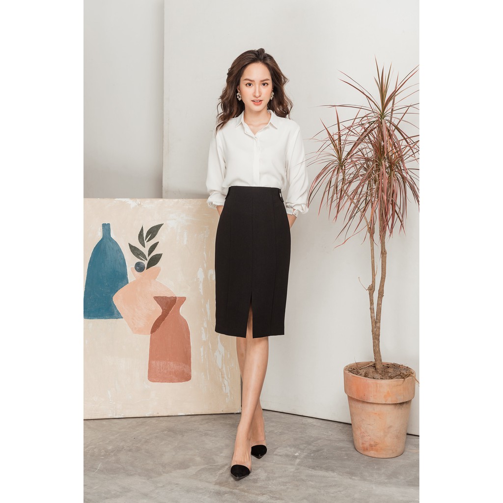 KOKA Design Chân váy bút chì cúc trắng 15402 | BigBuy360 - bigbuy360.vn