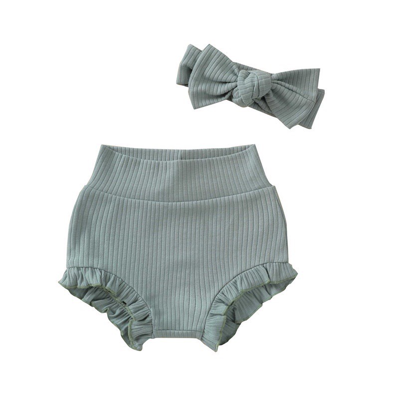 Quần đùi cho bé trai bé gái kèm Turban, mẫu quần chất vải thun gân co dãn siêu dễ thương từ 3-12kg