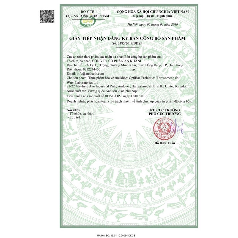 Men Vi Sinh Phụ Khoa, Chăm Sóc Vùng Kín Optibac Tím Intimate Flora For Women