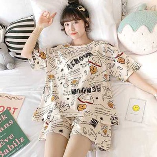 Đồ Ngủ Nữ pyjama cộc tay quần áo trẻ trung đễ thương đáng yêu