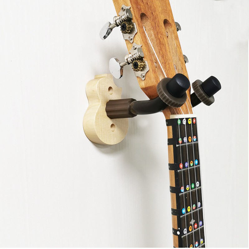 High Quality 2Pcs Guitar Wall Mount Wood Stand for Guitar Bass Ukulele,Dark Color