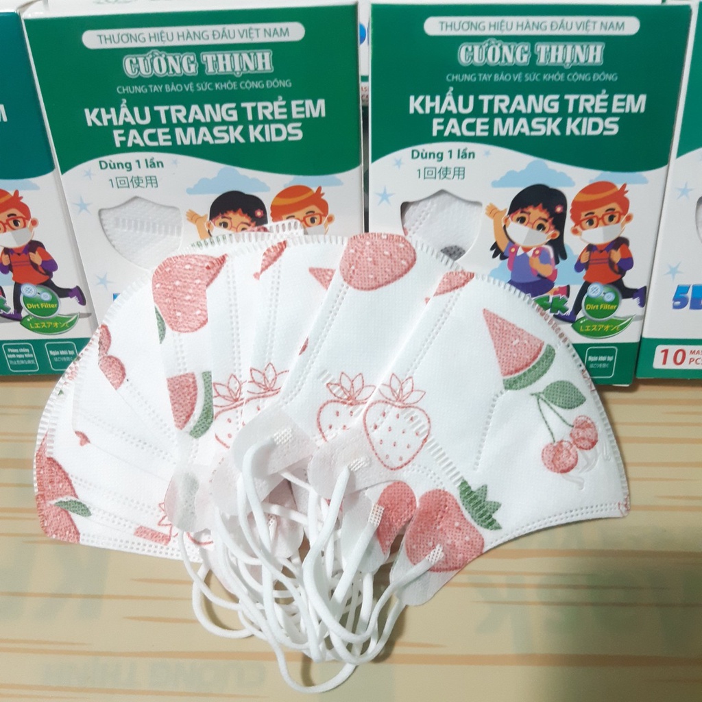 [BÉ 2-6 TUỔI ] Khẩu Trang 5D Kids Cho Bé Mask Cường Thịnh Họa Tiết Y Tế Xuân Lai Công Nghệ Nhật Bản Hộp 10C Bền Đẹp