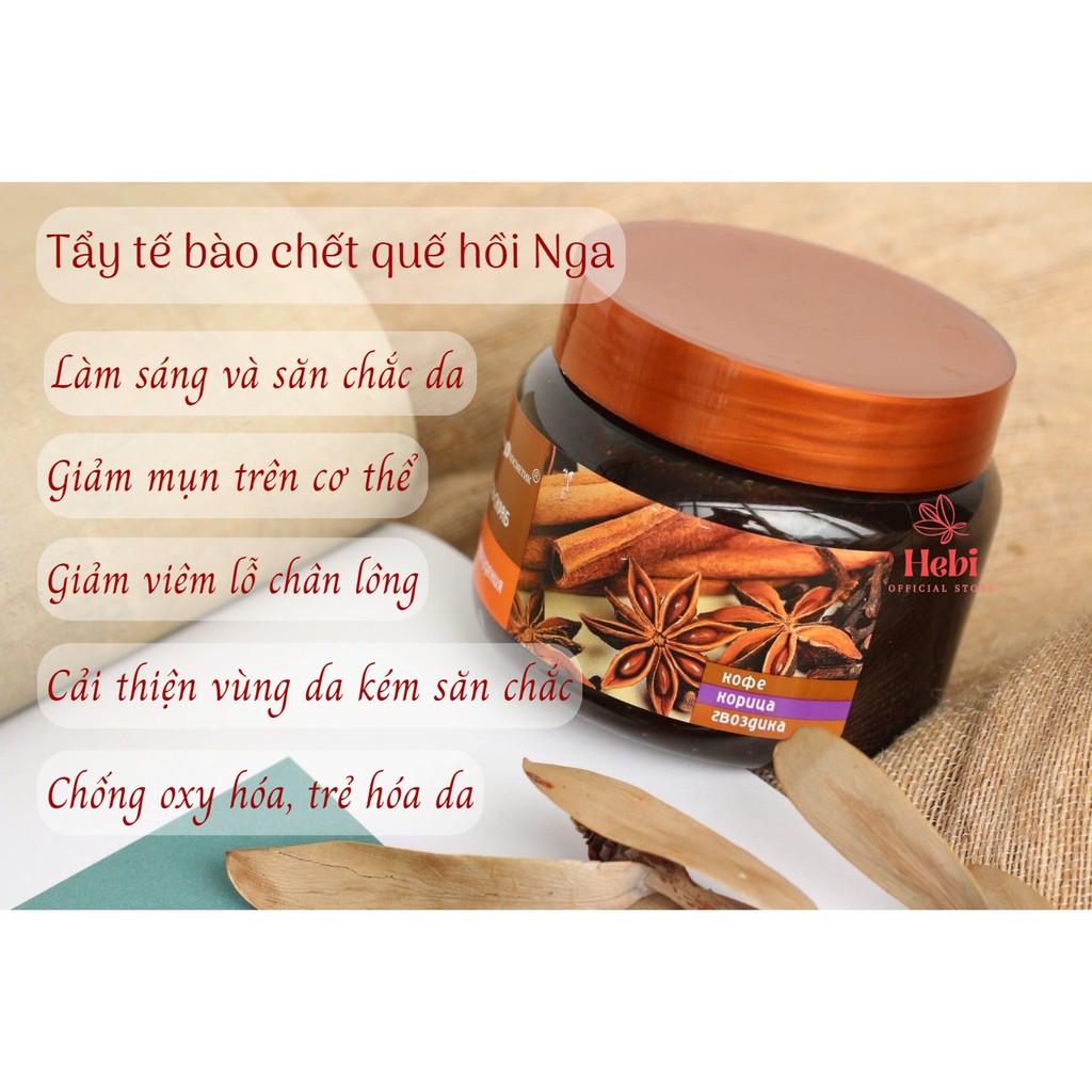 Tẩy tế bào chết tẩy da chết body quế hồi và cafe của Nga TDC0002 hebi_officialstore