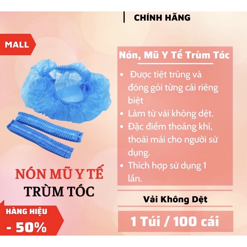 Mũ trùm đầu y tế 100 cái