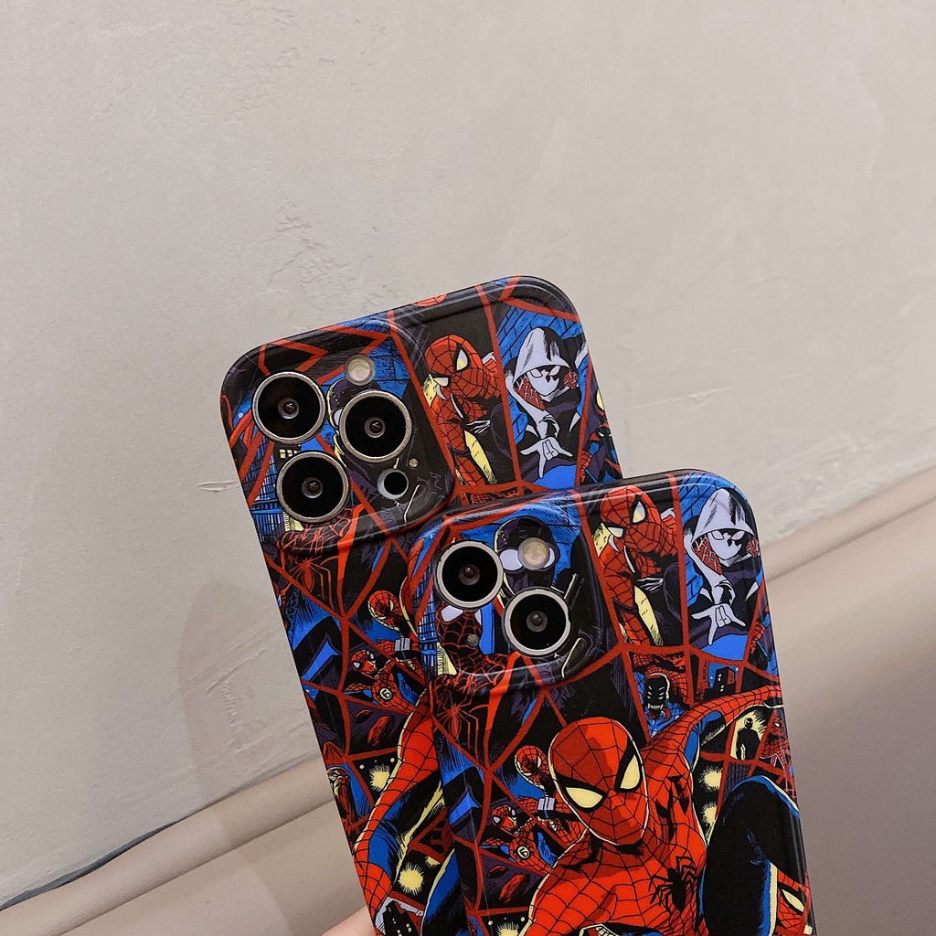 Ốp Điện Thoại Họa Tiết Marvel Spiderman Cho iPhone13Pro iP12Pro XS iPhone11 12Promax 13Promax 11 12 13 7P
