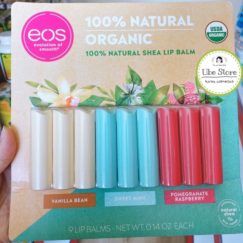 SON DƯỠNG HỮU CƠ EOS USDA Organic 100% NATURAL SHEA LIP BALM