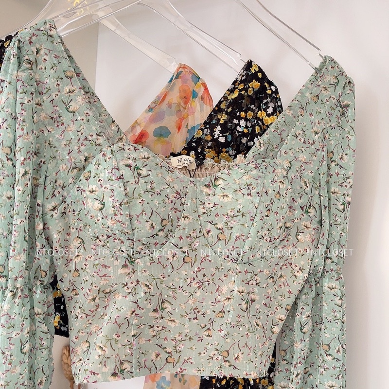 Áo voan hoa nhí cúp ngực chuẩn nt closet