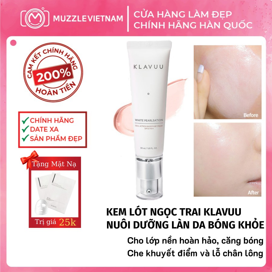 [Tặng Mặt Nạ Trị Giá 25k] Kem Lót Đa Chức Năng "5 In 1" Klavuu White Pearlsation Ideal Actress Backstage Cream
