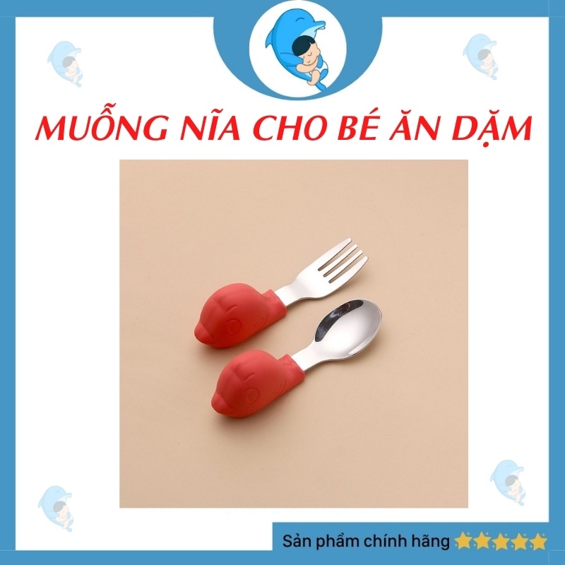 Set Muỗng/Thìa Nĩa Hình Thú Chất Liệu Inox Cao Cấp Không Gỉ An Toàn Cho Bé Ăn Dặm