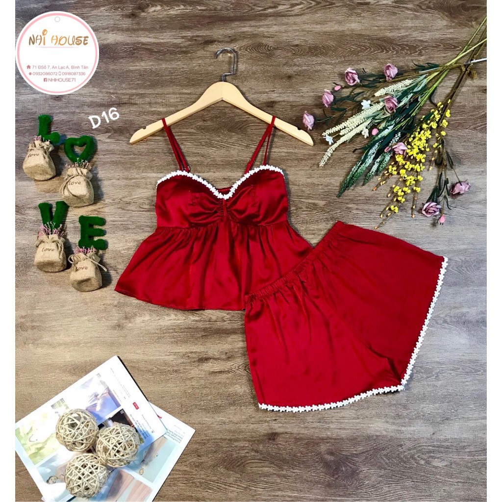 [FREESHIP 50K] Đồ Bộ Mặc Nhà Nhistore Áo 2 Dây Cúp Ngực Quần Ngắn Lụa Cao Cấp Freesize Dưới 57kg | BigBuy360 - bigbuy360.vn