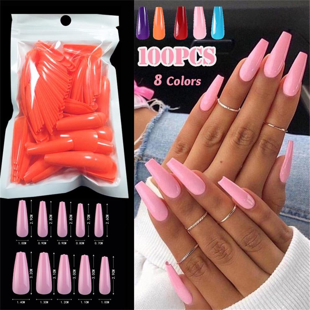 Bộ 100 Móng Tay Giả Bằng Acrylic Che Phủ Toàn Diện DIY