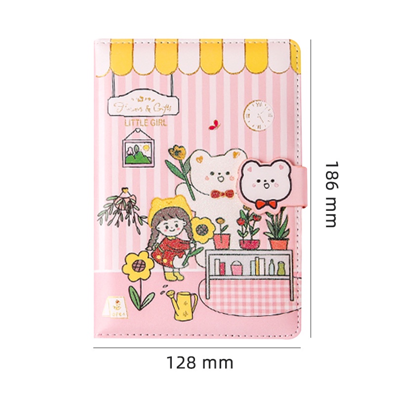 Sổ Ghi Chú 128 Trang Với Khóa Nam Châm Họa Tiết Hoạt Hình Xinh Xắn