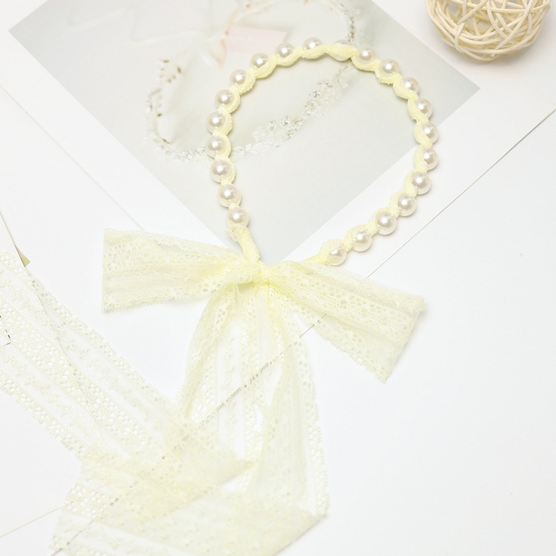 Băng Đô Nơ Đính Ngọc Trai Xinh Xắn Theo Phong Cách Hàn Quốc Dành Cho Bé Gái