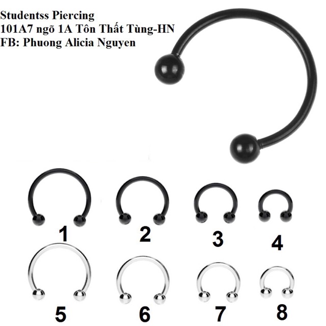 Khuyên chữ U nhiều size - Alicia accessories