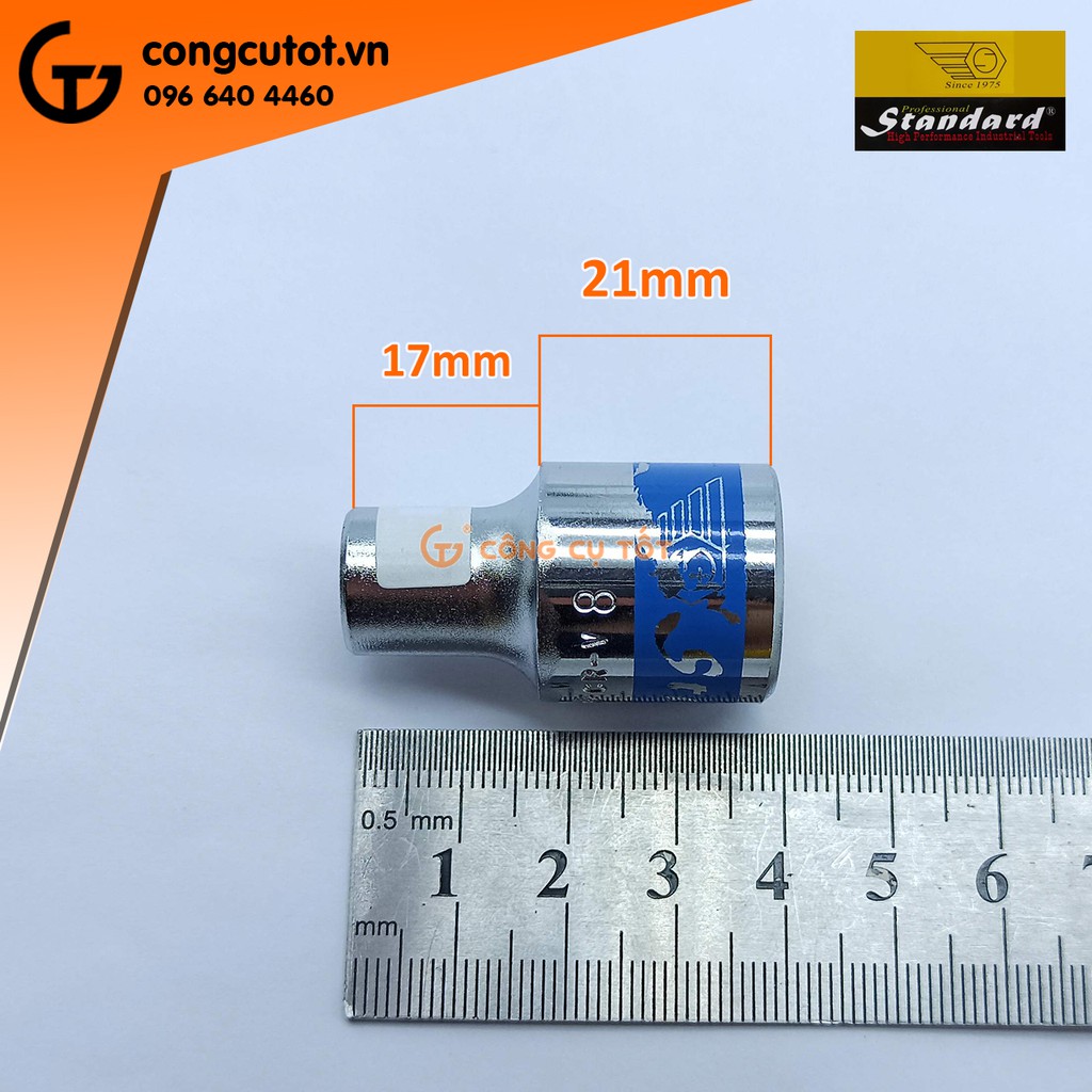 Tuýp lục giác ngắn 1/2inch Standard xanh
