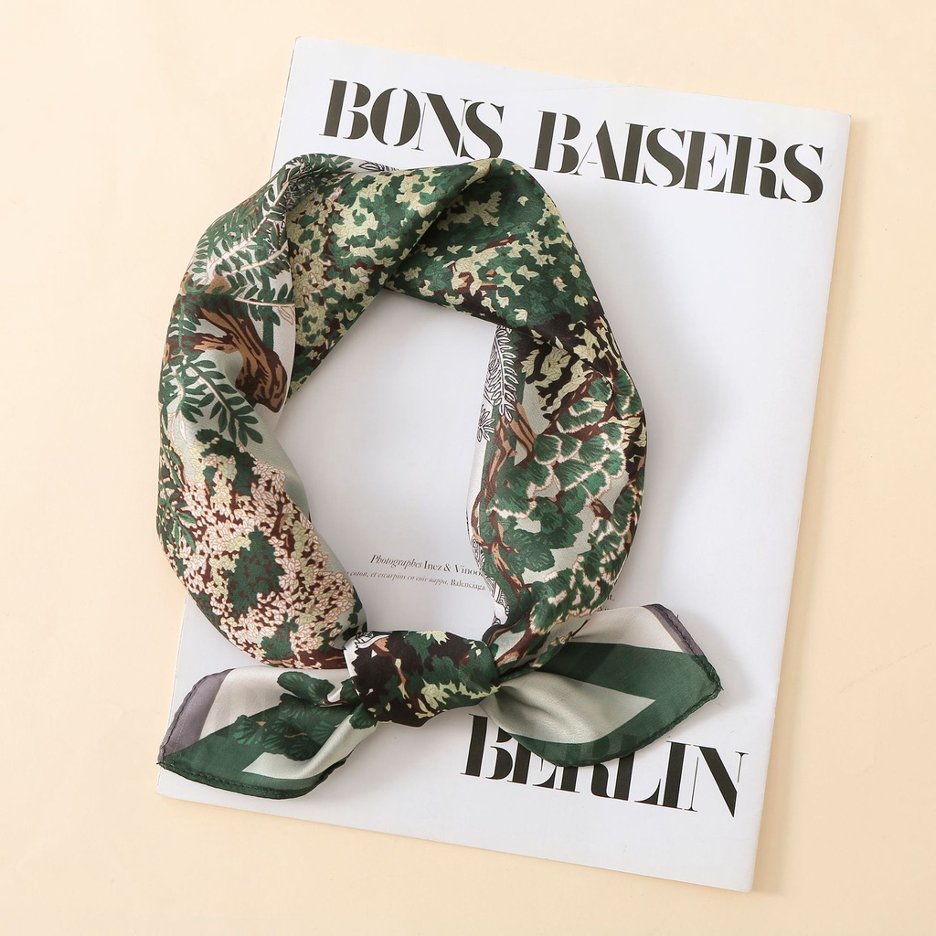 Khăn Choàng Lụa Satin Hình Vuông Nhỏ In Họa Tiết Dân Tộc Cổ Điển Kiểu Mới Dành Cho Bạn Nữ [24H Shipping]