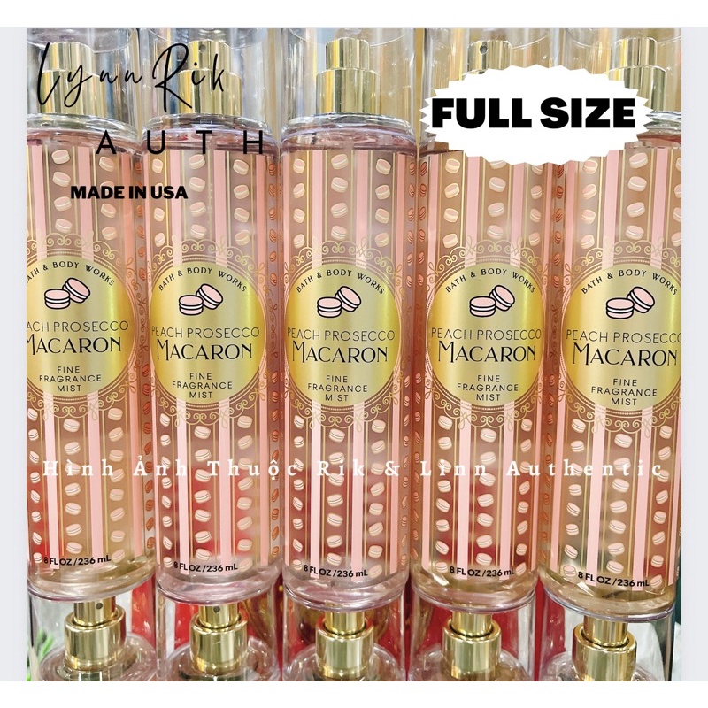Auth _236ML PEACH BELLINI | PEACH PROSECCO MACARON - Xịt Thơm Body Mist Bath & Body Works