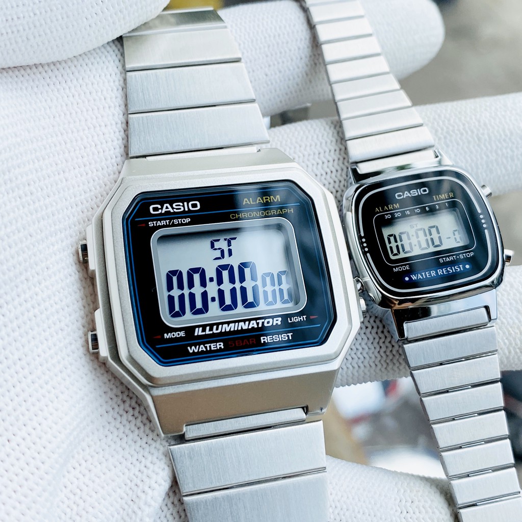 Đồng hồ đôi Casio B650 và La670 Silver - CHINH HÃNG - FULLBOX