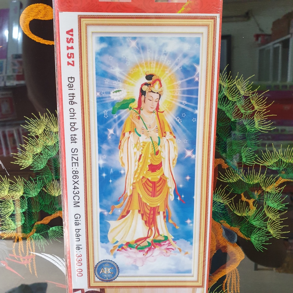 Tranh Đính Đá ĐẠI THẾ CHÍ BỒ TÁT (ĐÁ ABC CAO CẤP). Kích Thước: 86cm x 43cm