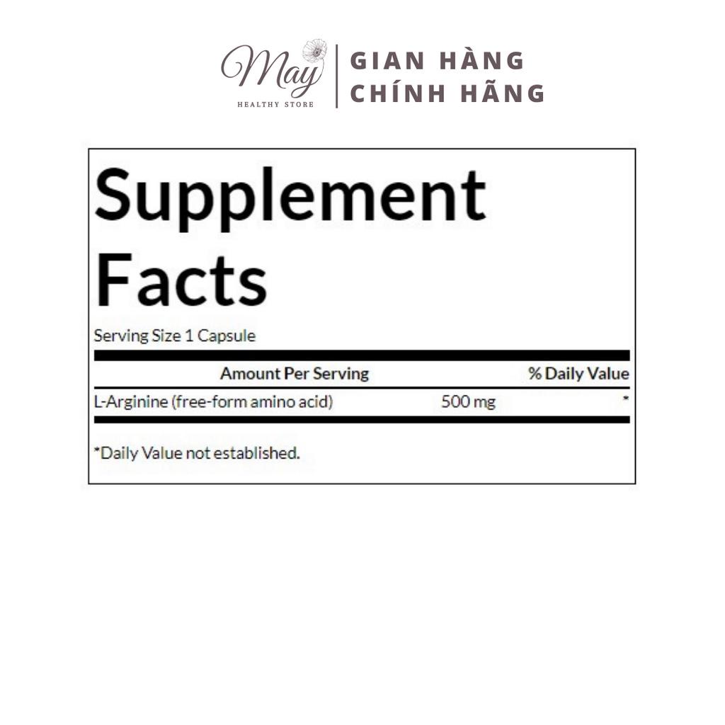 Viên Uống Swanson L-Arginine 500mg Tăng Cường Sức Khỏe Sinh Lý Nam