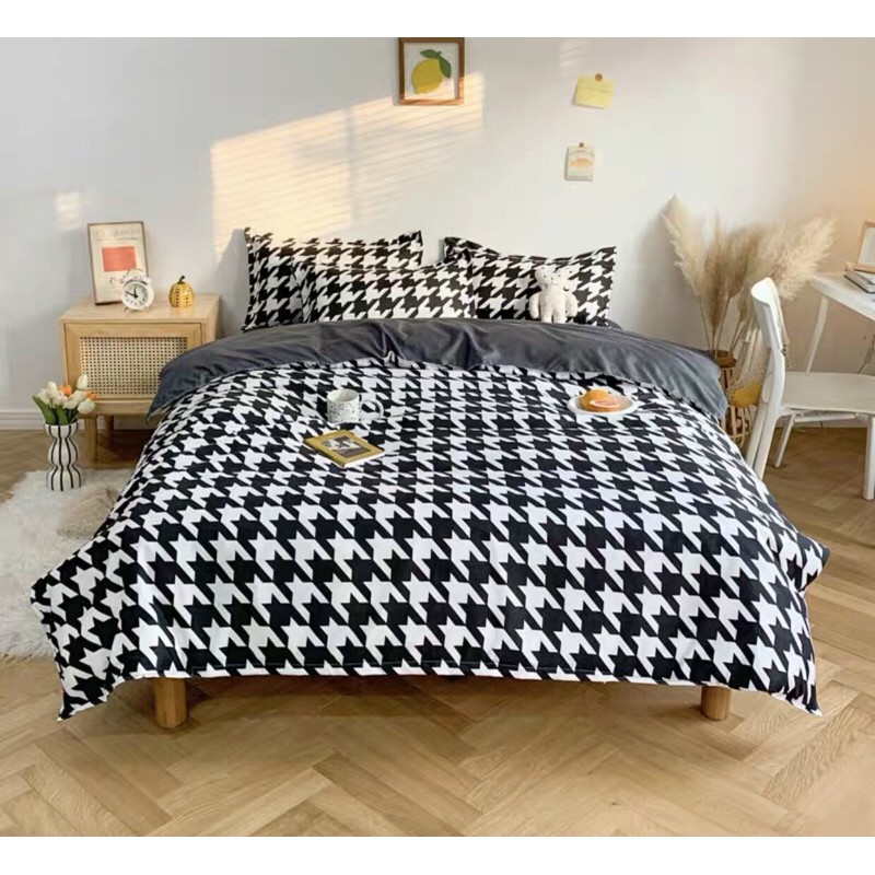 Bộ vỏ chăn ga gối Cotton Poly - Roma đen trắng