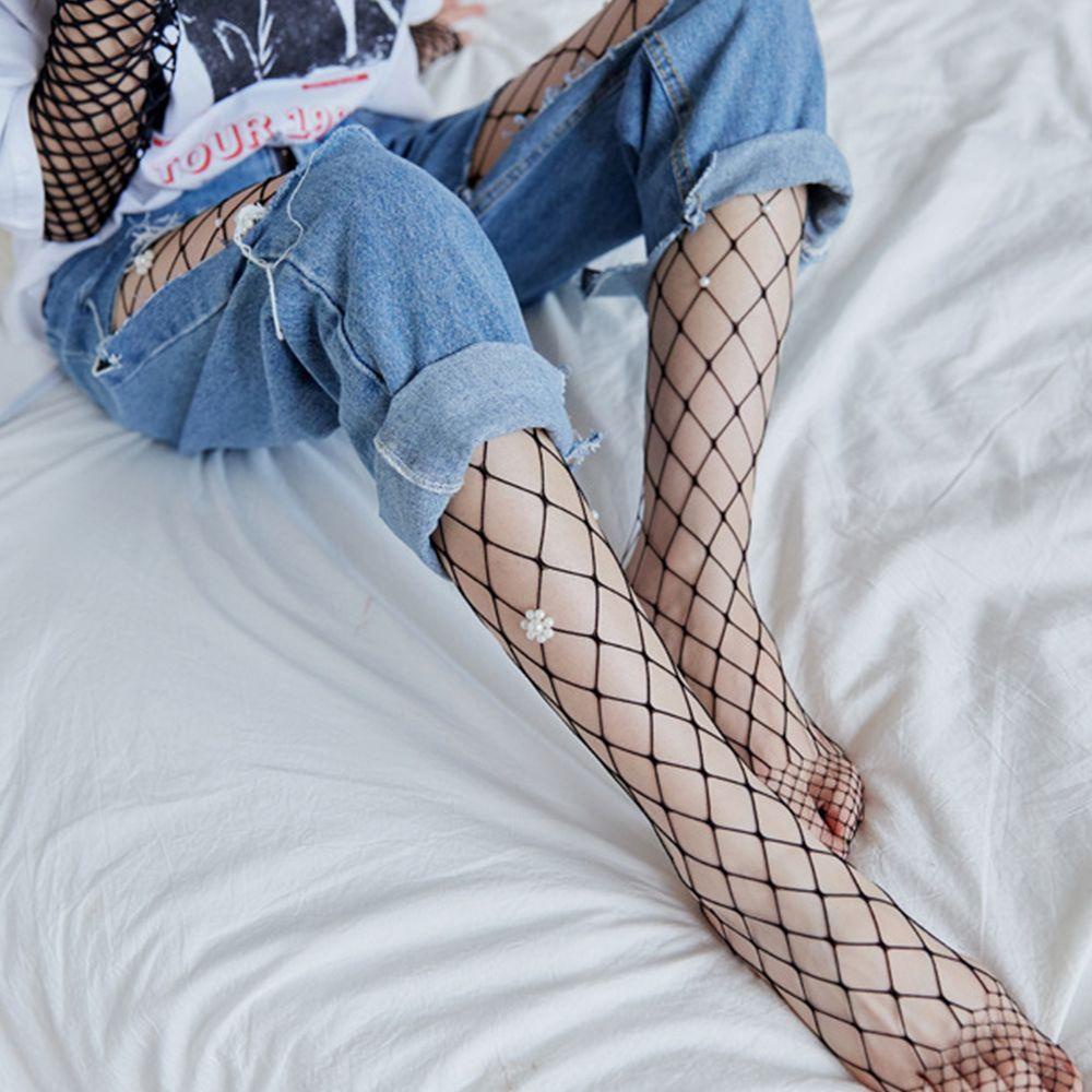 Vớ Lưới Cá Tính Màu Sắc Trơn Phong Cách Gothic Cho Nữ