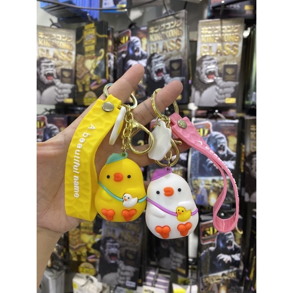 Móc chìa khóa hình gà con dễ thương