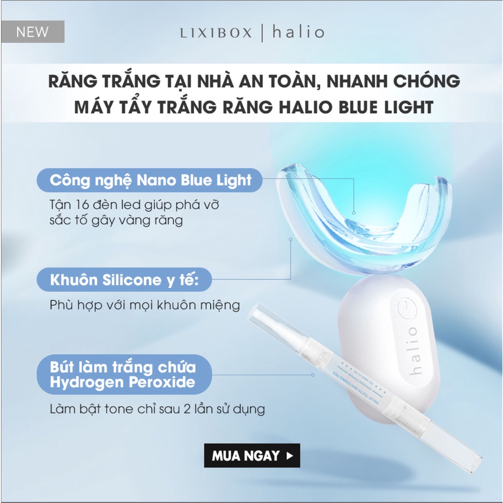 [Mã COSLXT5 giảm 10% đơn 600K] Máy Tẩy Trắng Răng Halio Professional Teeth Whitening Enhancer (kèm Bút tẩy trắng)