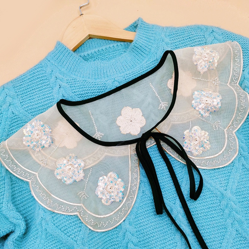 Áo Sơ Mi Lửng Cột Dây Cổ Tháo Rời Được Thêu Hoa Thời Trang Cho Nữ