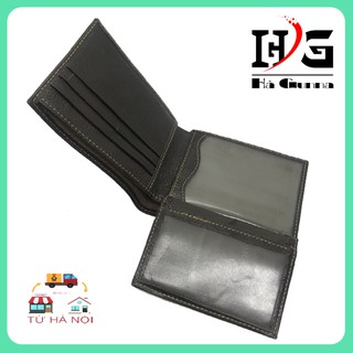 Ví da nam, bóp nam da bò loại tốt màu đen-nâu
