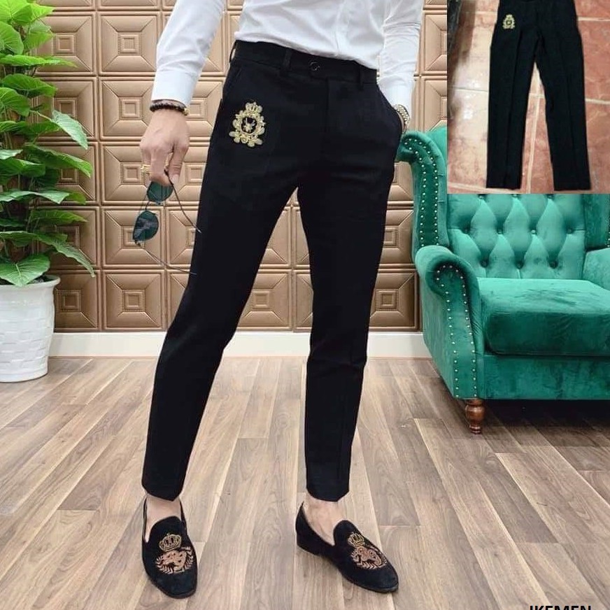 Quần tây nam Ikemen thêu họa tiết chất vải tuyết Hàn co giãn 4 chiều : Không nhăn - Không xù - Không bay màu(QAHT) | BigBuy360 - bigbuy360.vn