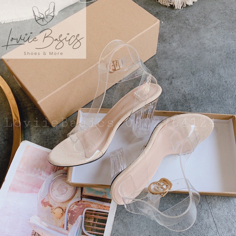 LOVIIE BASICS - GIÀY SANDAL CAO GÓT THỜI TRANG QUAI TRONG ĐẾ VUÔNG 9 PHÂN - GIÀY SANDAL CAO GÓT 9  PHÂN - G191117