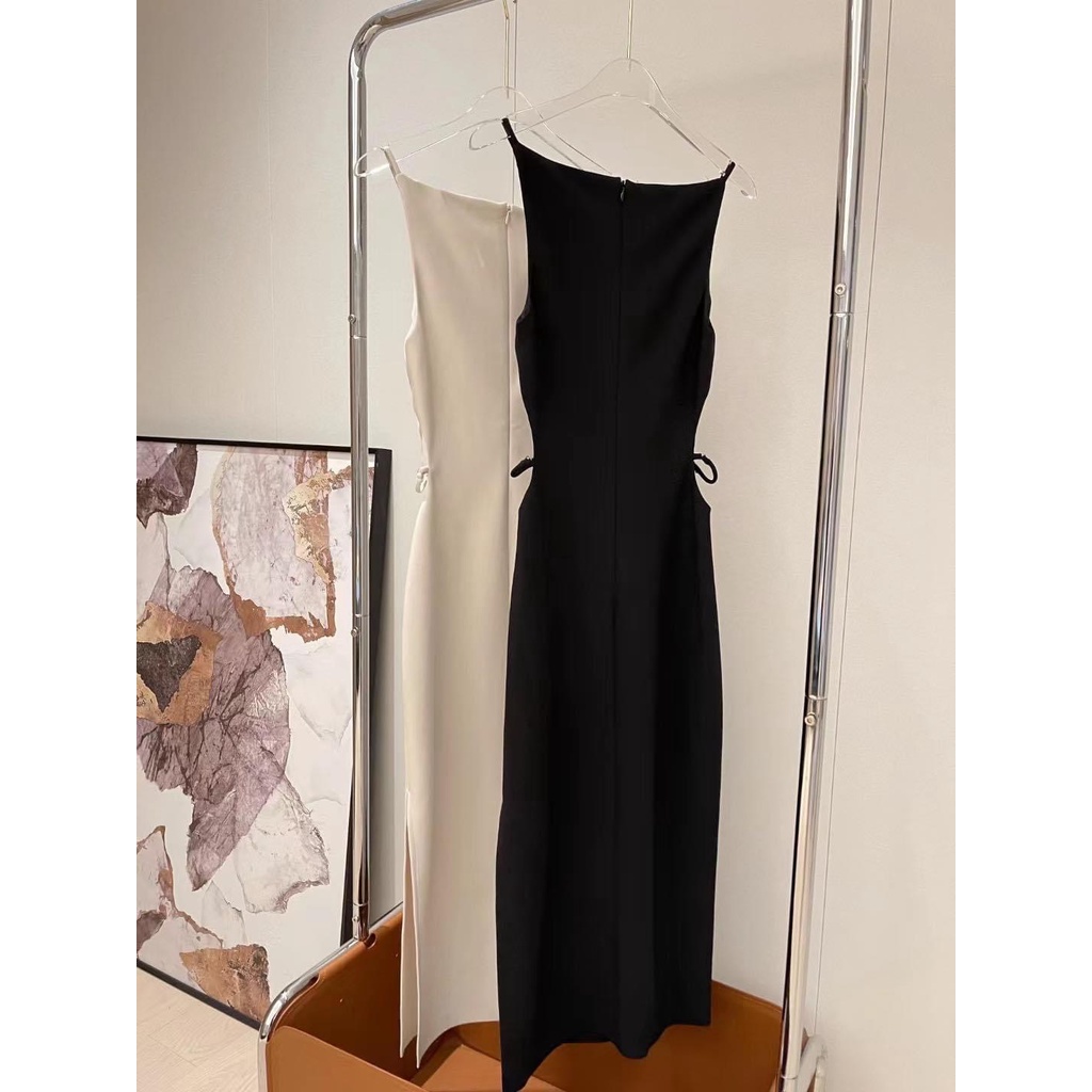 D062 Đầm tiệc 2 dây cổ cao , khoét eo sang trọng