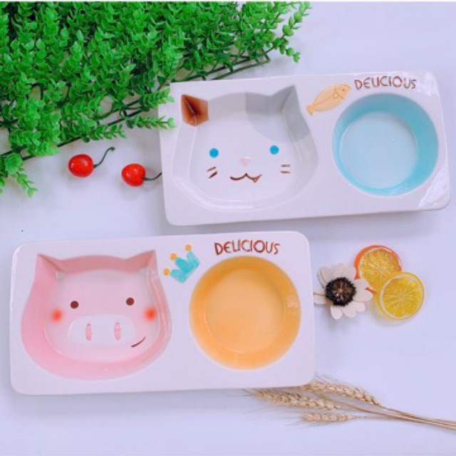 Khay sứ ăn dặm hình thú 5 mẫu
