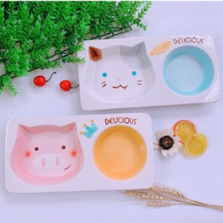 Khay sứ ăn dặm hình thú 5 mẫu