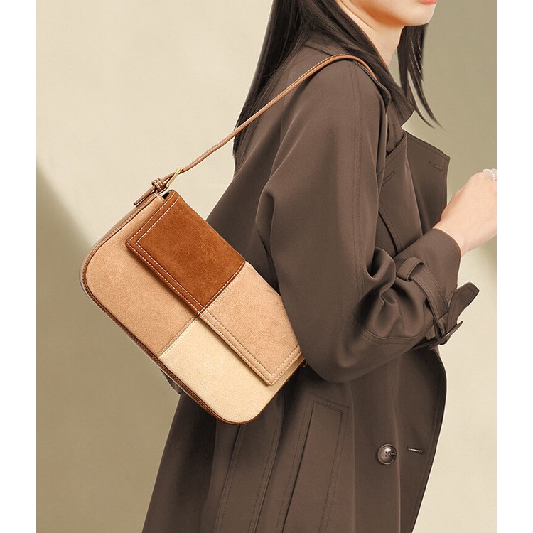 Túi xách nữ đeo vai JASMIN NOIR da lộn hình vuông nhỏ vintage