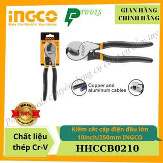 Kềm cắt cáp điện đầu lớn INGCO HHCCB0210,size 10 inch/250mm chất liệu thép carbon siêu cứng đầu kềm được mạ đen và bóng