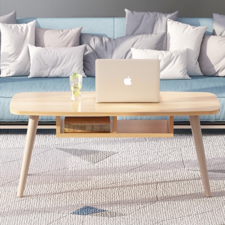 Bàn Trà Sofa/Cafe phong cách Bắc âu hình chữ nhật có 2 ngăn bàn để đồ tiện lợi