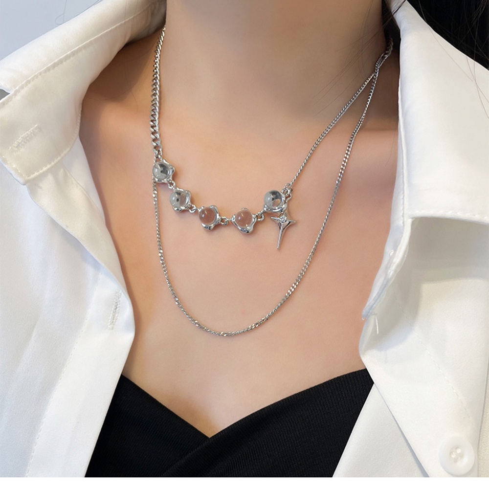 Vòng cổ Hai Lớp Đính Hạt Trong Suốt Hình Ngôi Sao Sang Trọng Cho Nữ