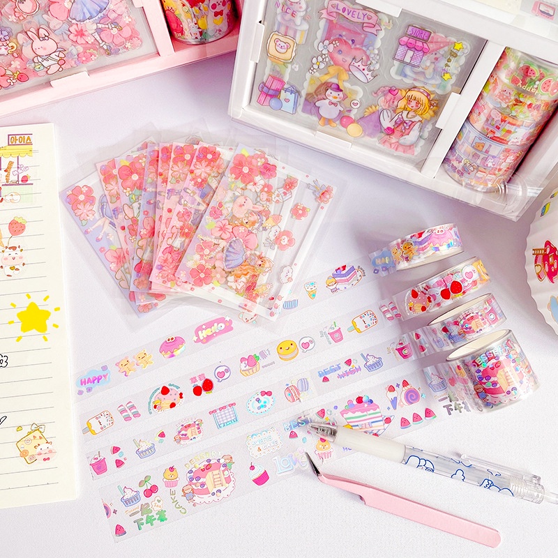 Set Băng Dính Washi Hình Nhân Vật Hoạt Hình Nhật Bản Trang Trí Thủ Công