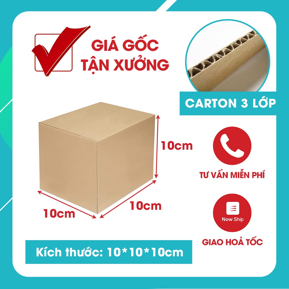 Hộp giấy carton size 10x10x10 - Bộ 10 hộp đóng hàng