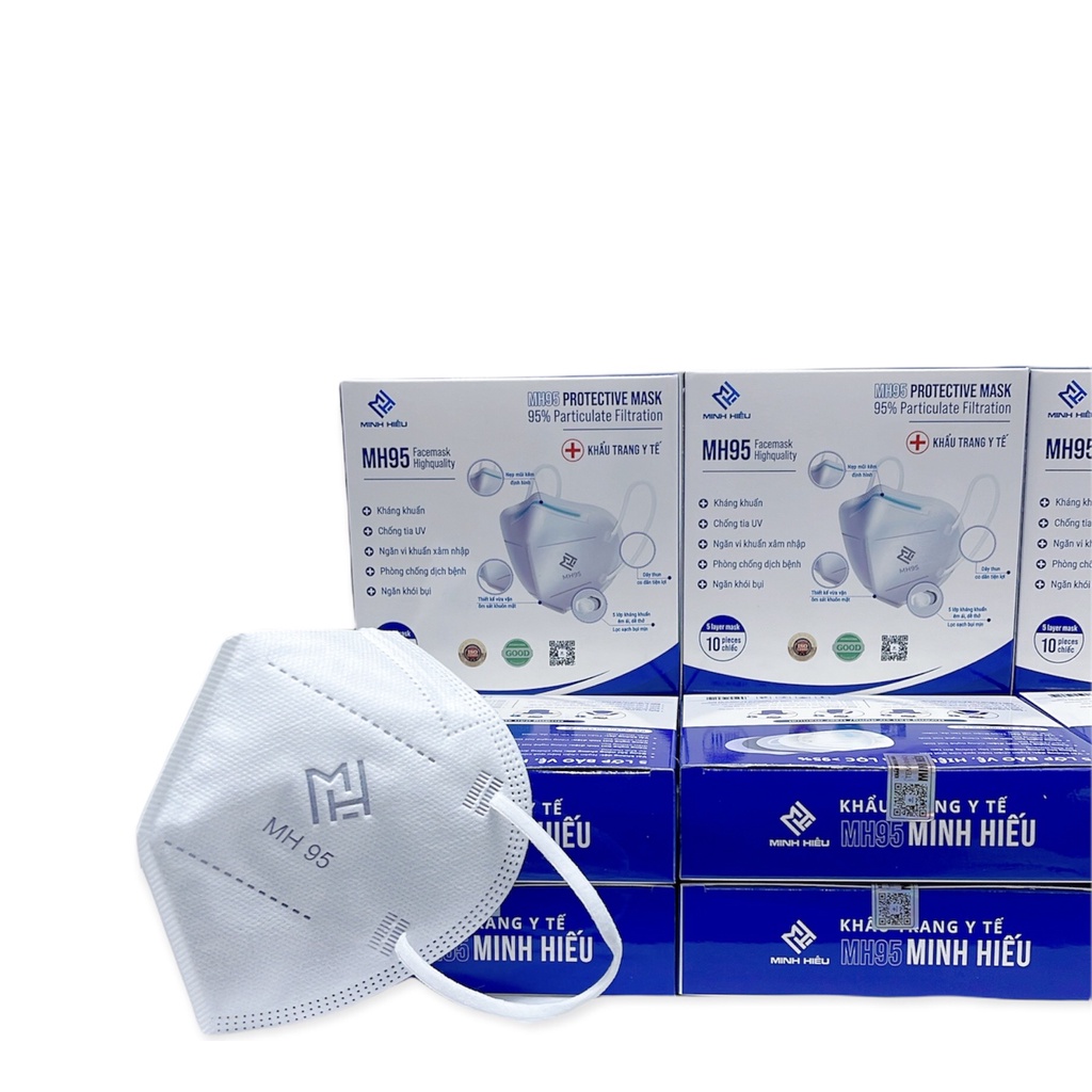 Khẩu trang N95 gói 1 chiếc Minh Hiếu 5 lớp kháng khuẩn chính hãng